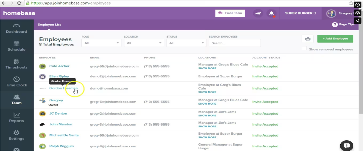 homebase dashboard